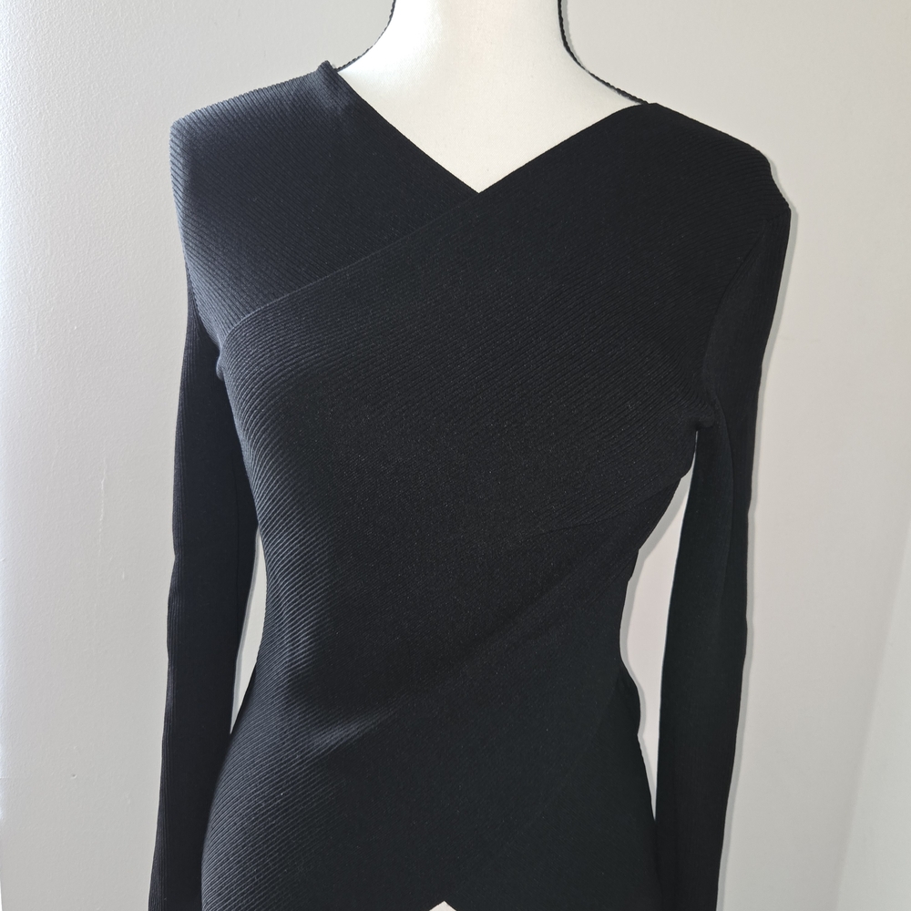 MM Lafleur Black Textured Knit Top